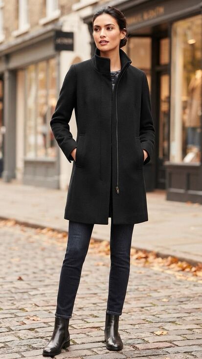 J.Crew Jackets & Blazers - J.Crew Stadium Cloth Black Wool Blend Stand Collar Zip Coat Jacket Size 00